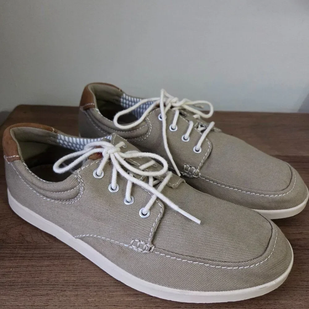 LIKE NEW CLARKS MENS BOAT SHOES CANVAS UPPER LEATHER MIX SIZE 10 MENS